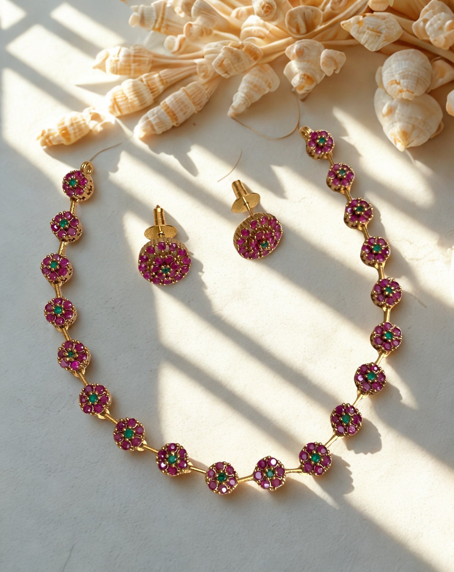 Simple Ruby & Emerald Necklace