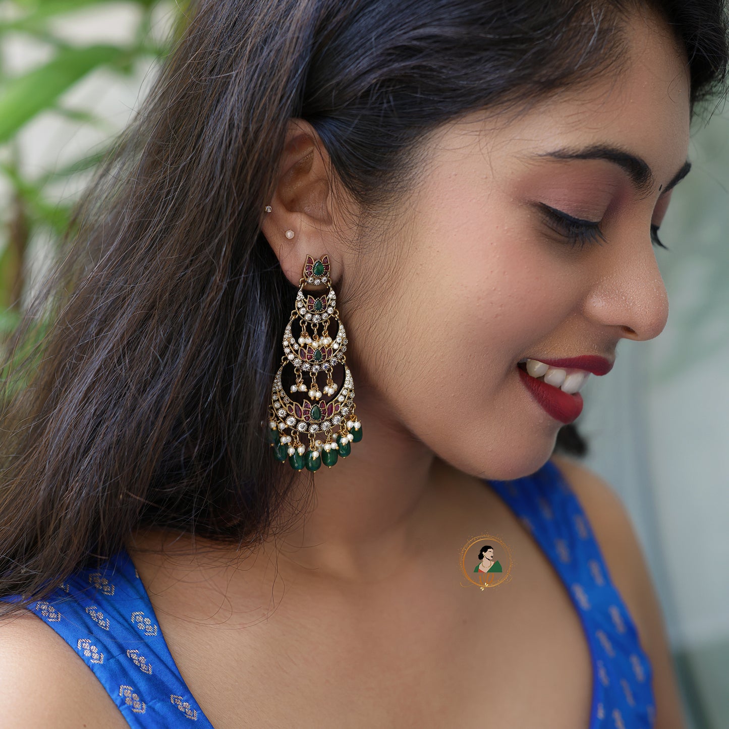 Layered Emerald Chaandbaali