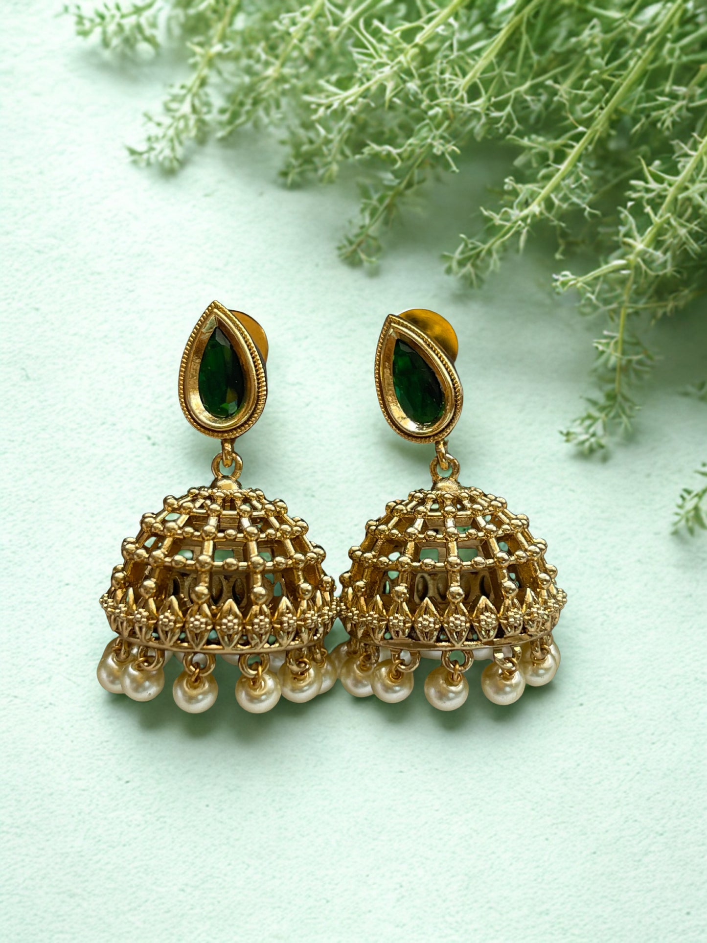 Teardrop Emerald Jhumka