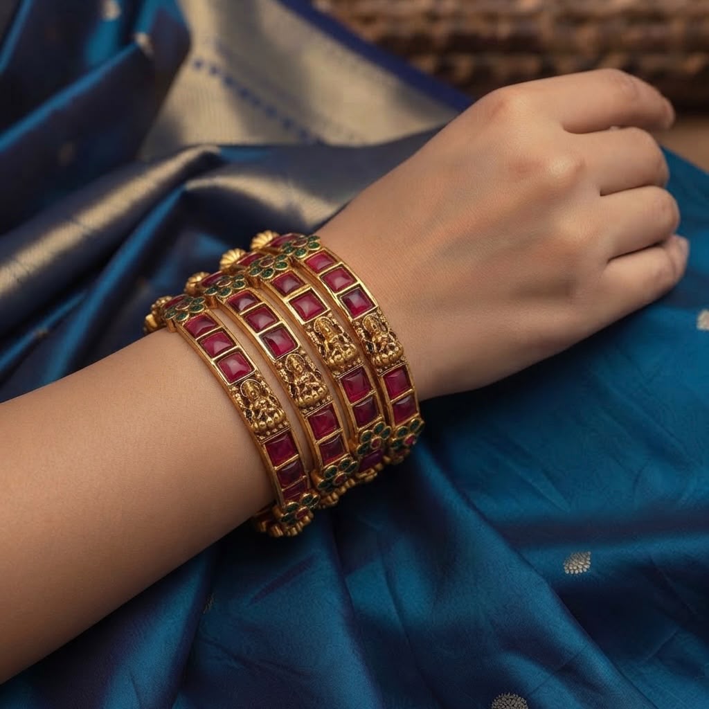 Temple Stone Studded Bangles