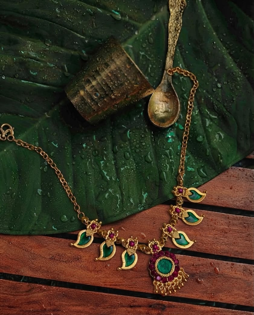 Gold Look Mango Palakka Necklace