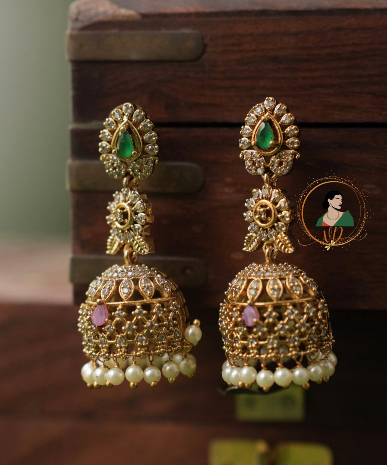 Ad Stone Bridal Jhumkas