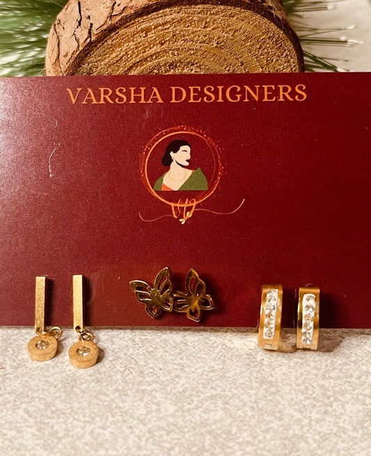 Anti Tarnish Stainless Steel Combo Earrings