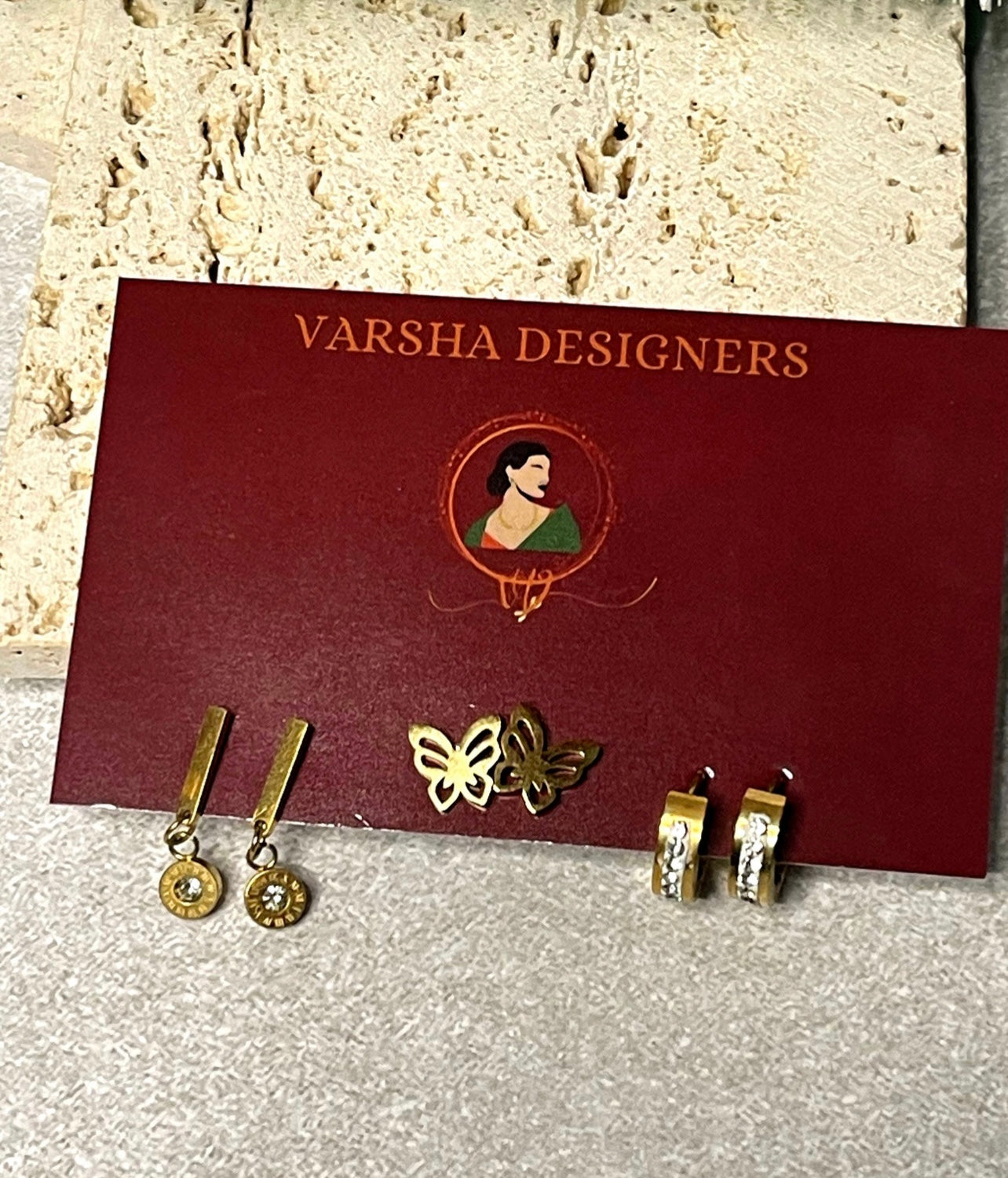 Anti Tarnish Stainless Steel Combo Earrings