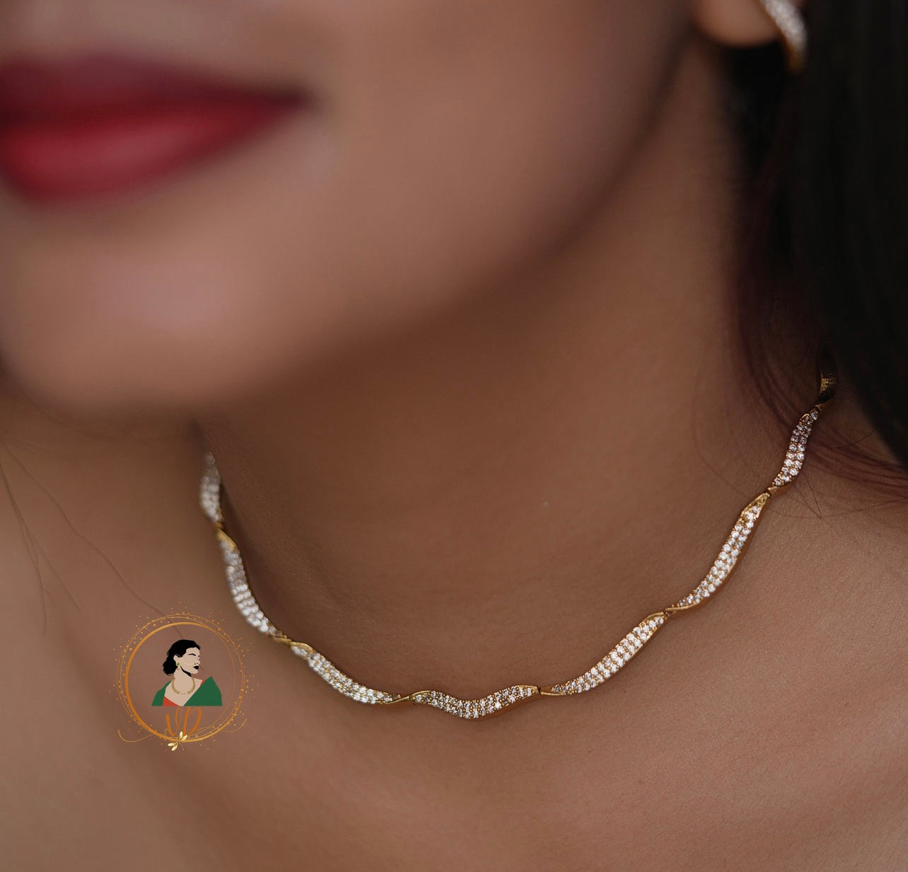 Anti Tarnish White Stone Necklace Set