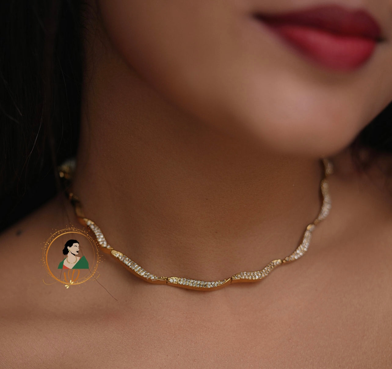 Anti Tarnish White Stone Necklace Set