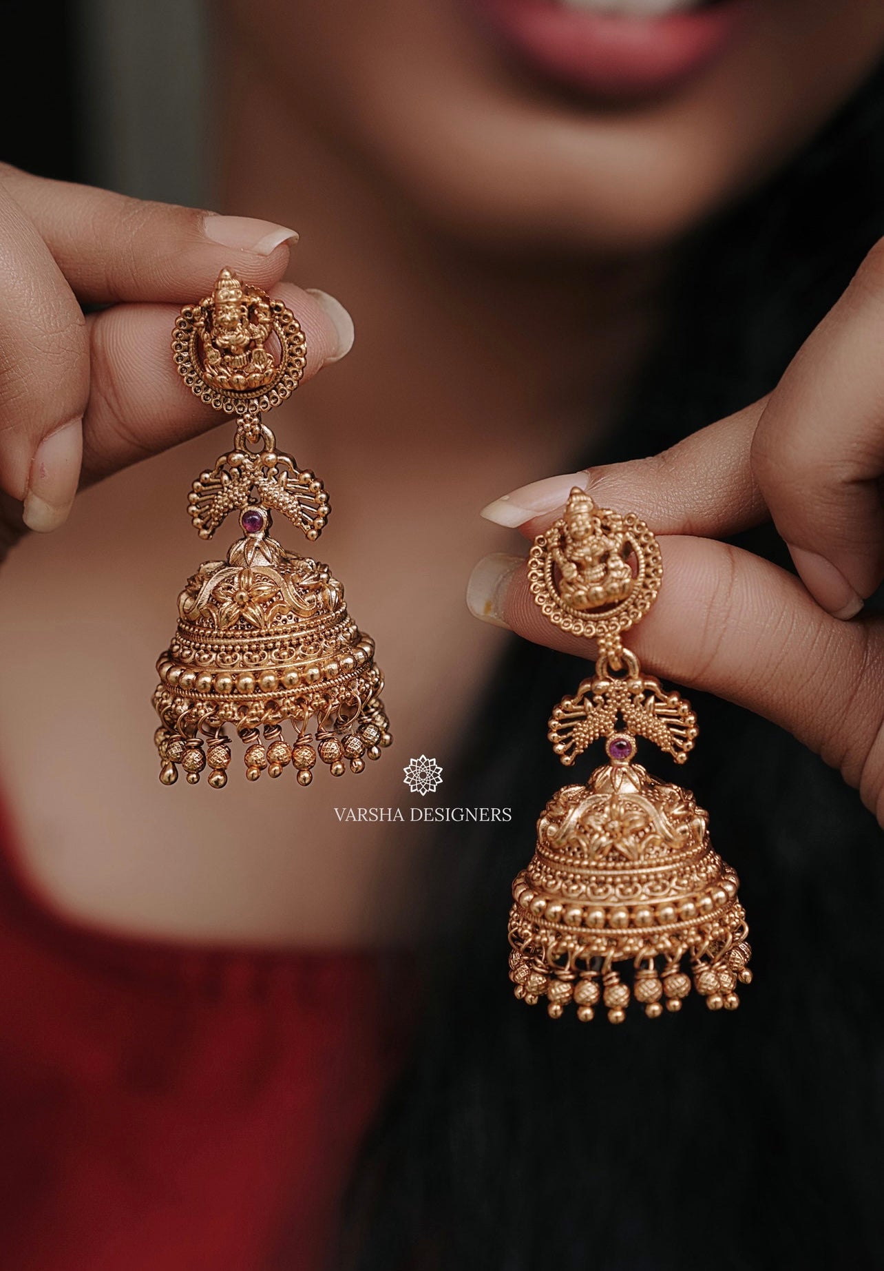 Antique Finish Bridal Lakshmi Jhumkas
