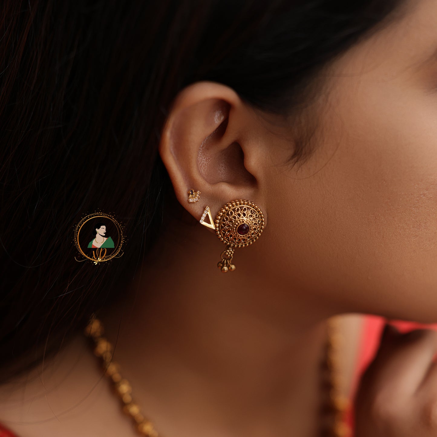 Antique Finish Gold Beaded Haram