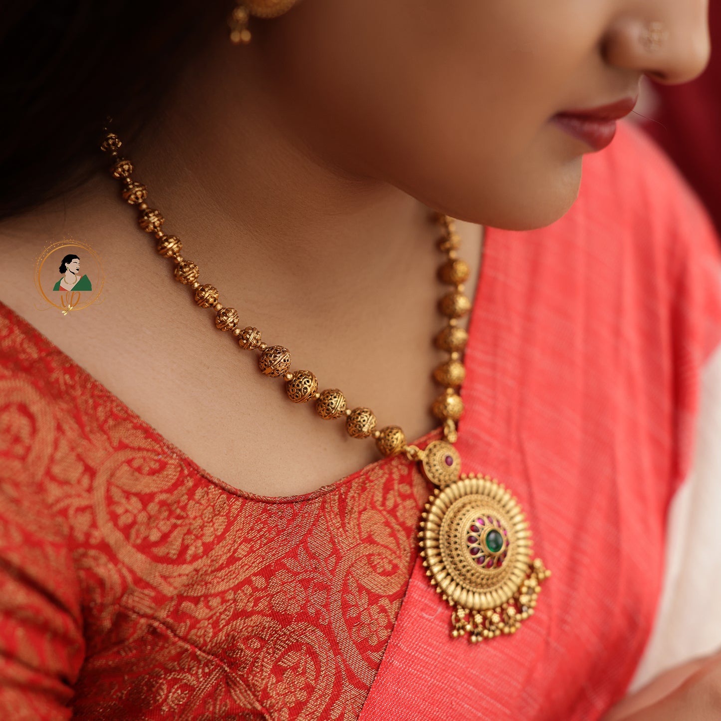 Antique Finish Gold Beaded Haram