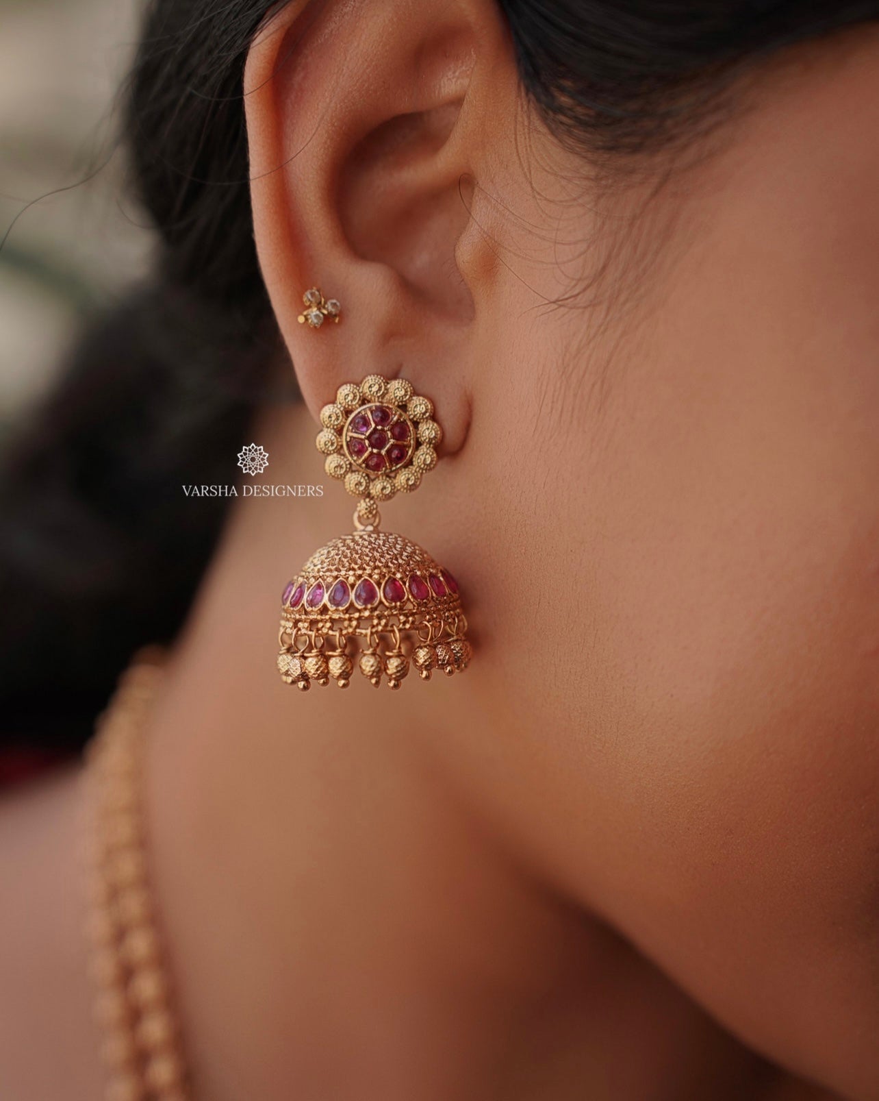 Antique Finish Gold Beaded Long Haram