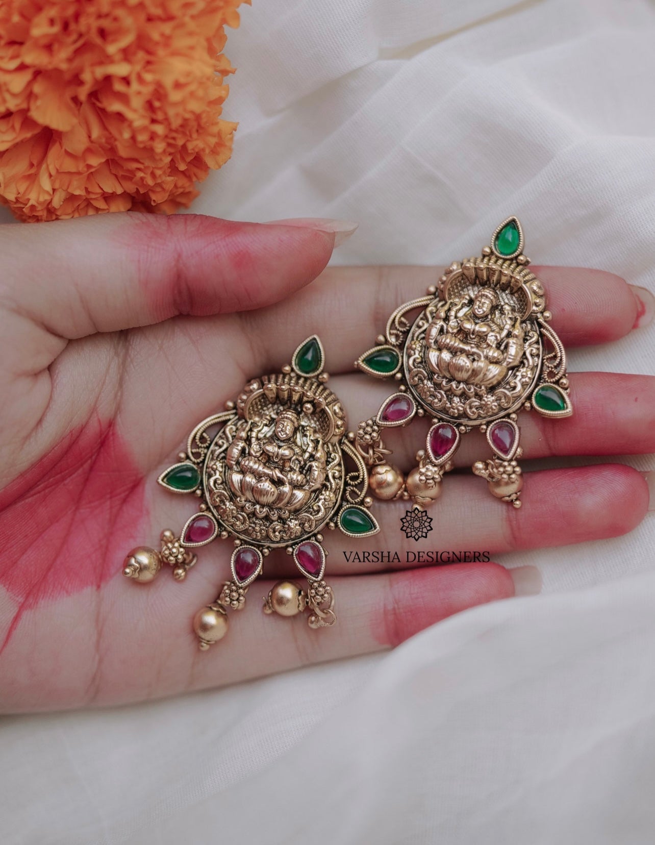 Antique Finish Temple Gold Beaded Haram