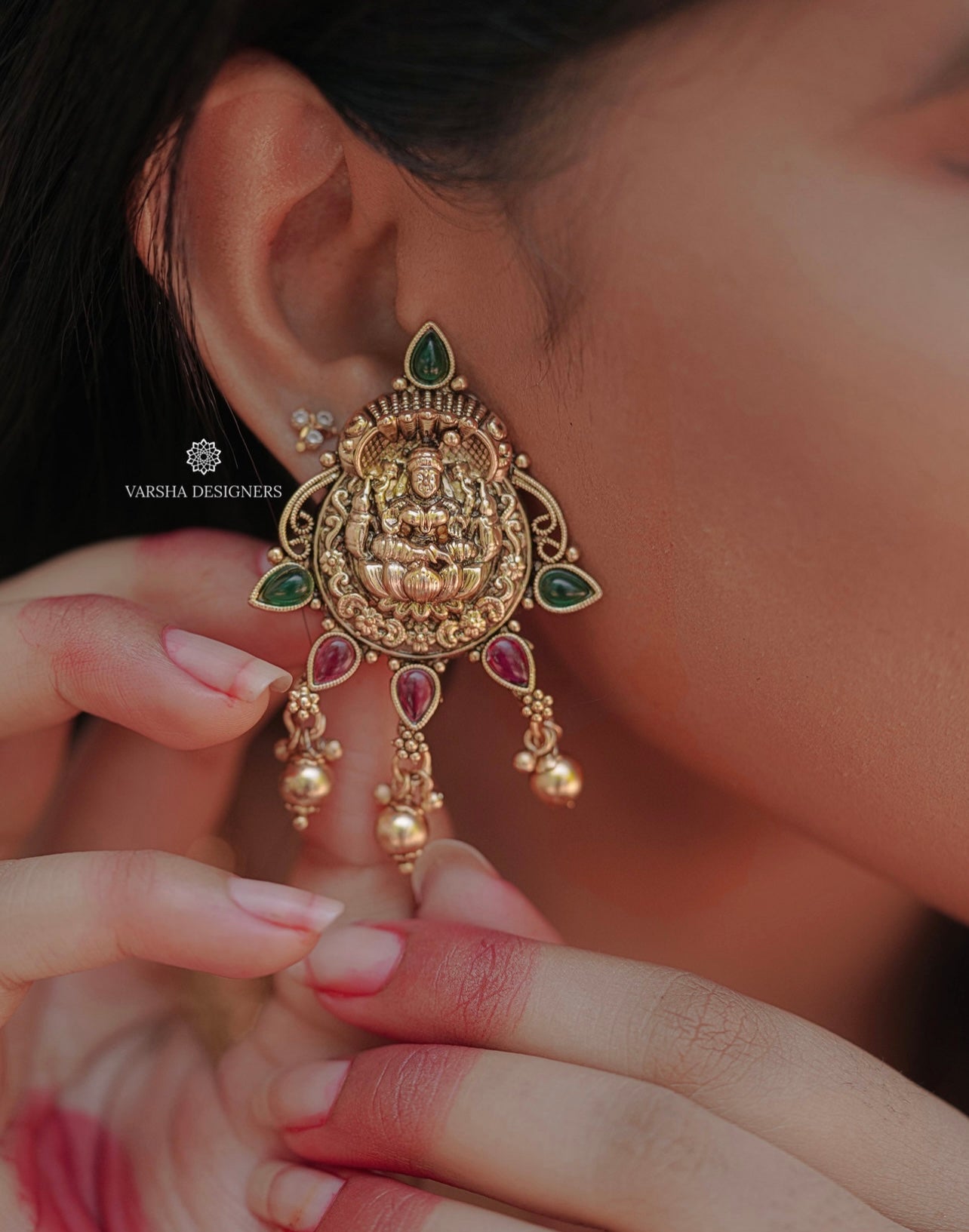 Antique Finish Temple Gold Beaded Haram