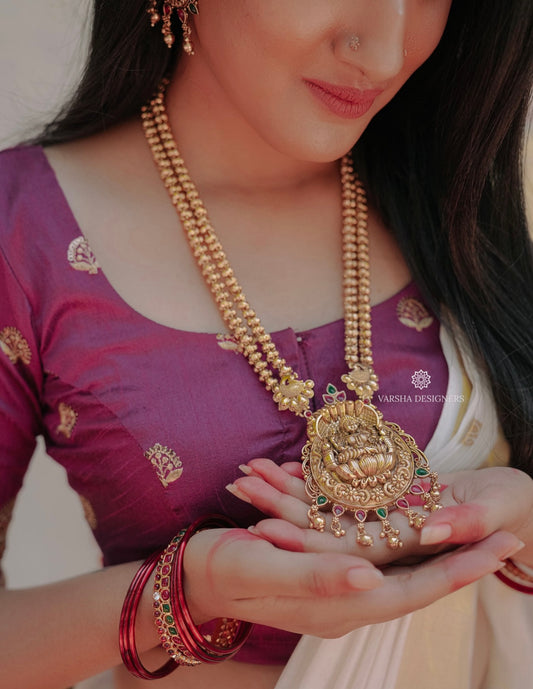 Antique Finish Temple Gold Beaded Haram