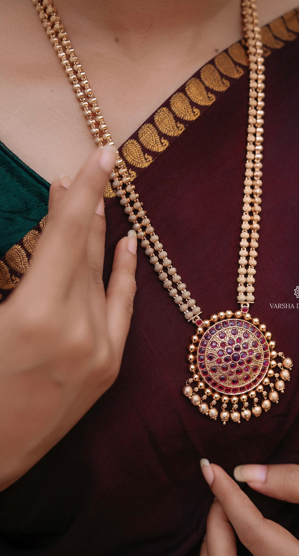 Antique Gold Beaded Ruby Haram