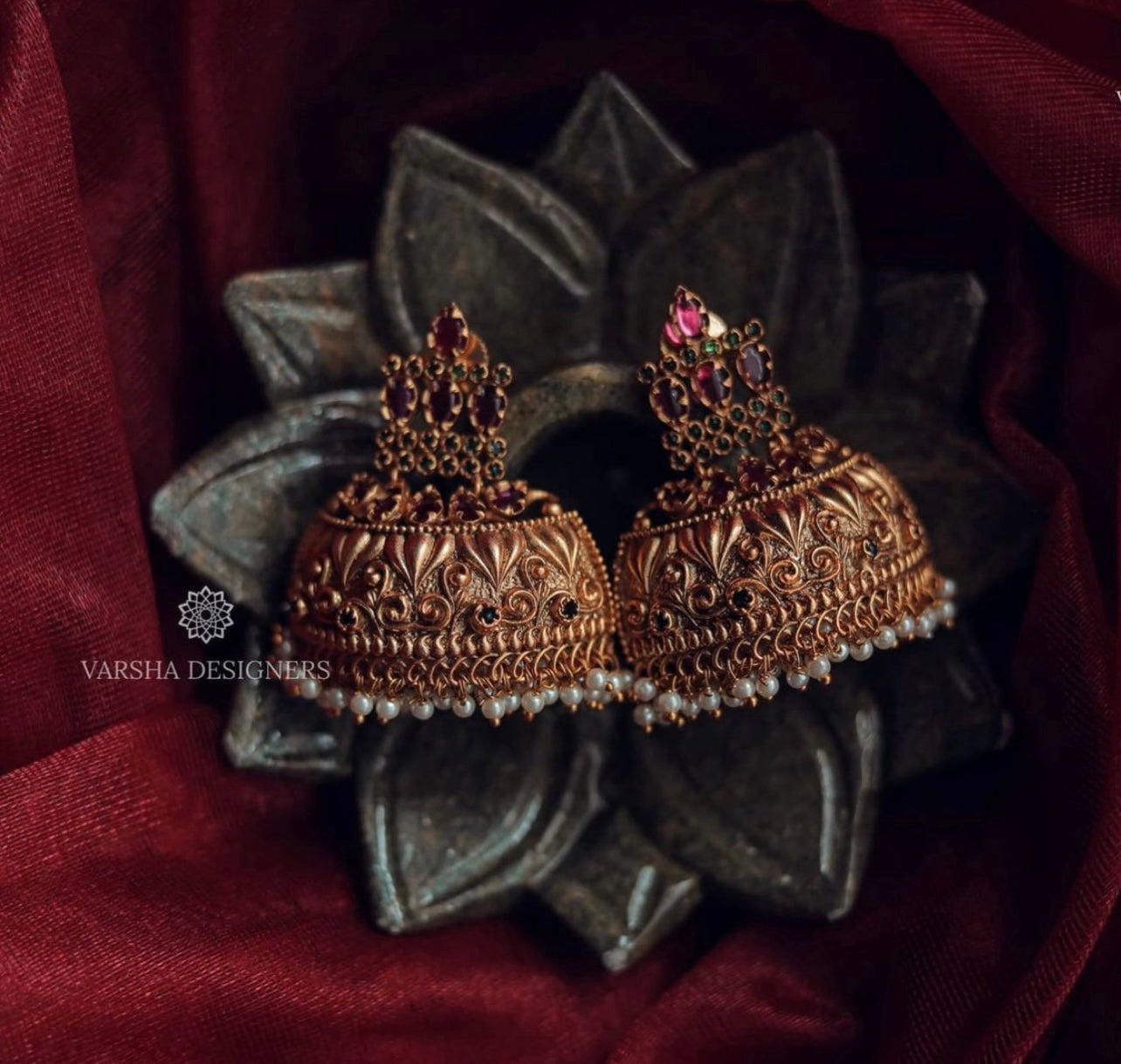 Antique Half Chaandbaali Jhumkas