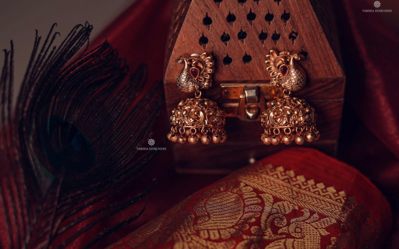 Antique Peacock Jhumkas
