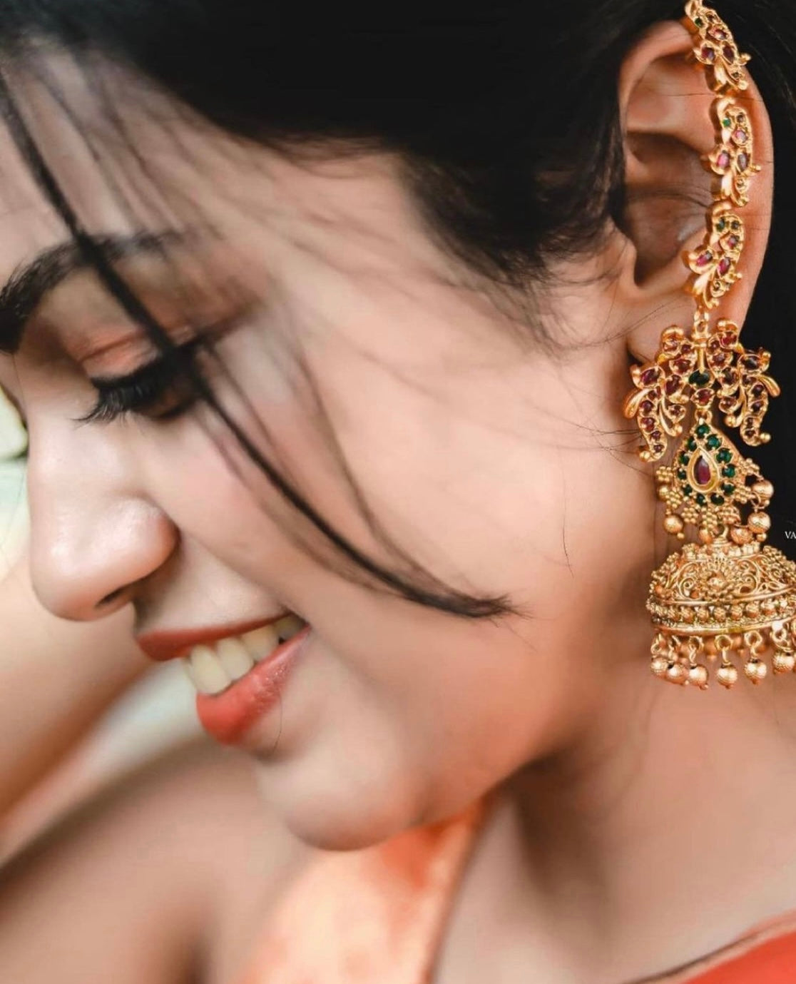 Bridal Jhumkas with Ear Chains