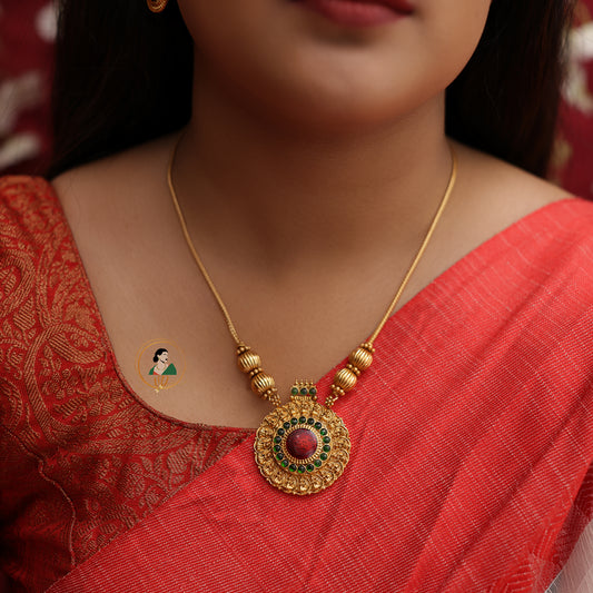 Chakra Pendant Gold Beads Necklace