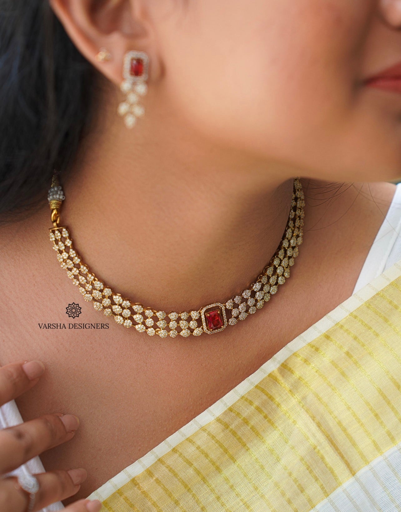 Color Changeable Stone Necklace Set