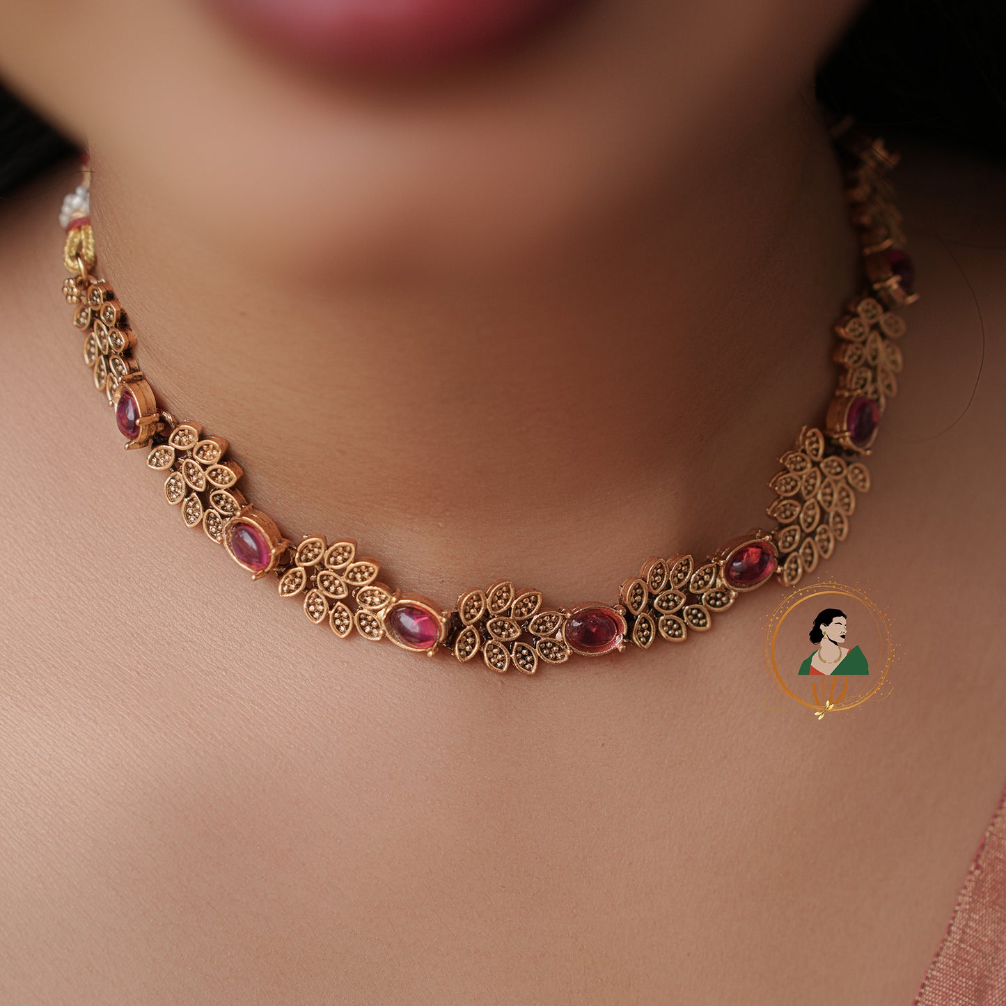 Charming Ruby Leaf Necklace