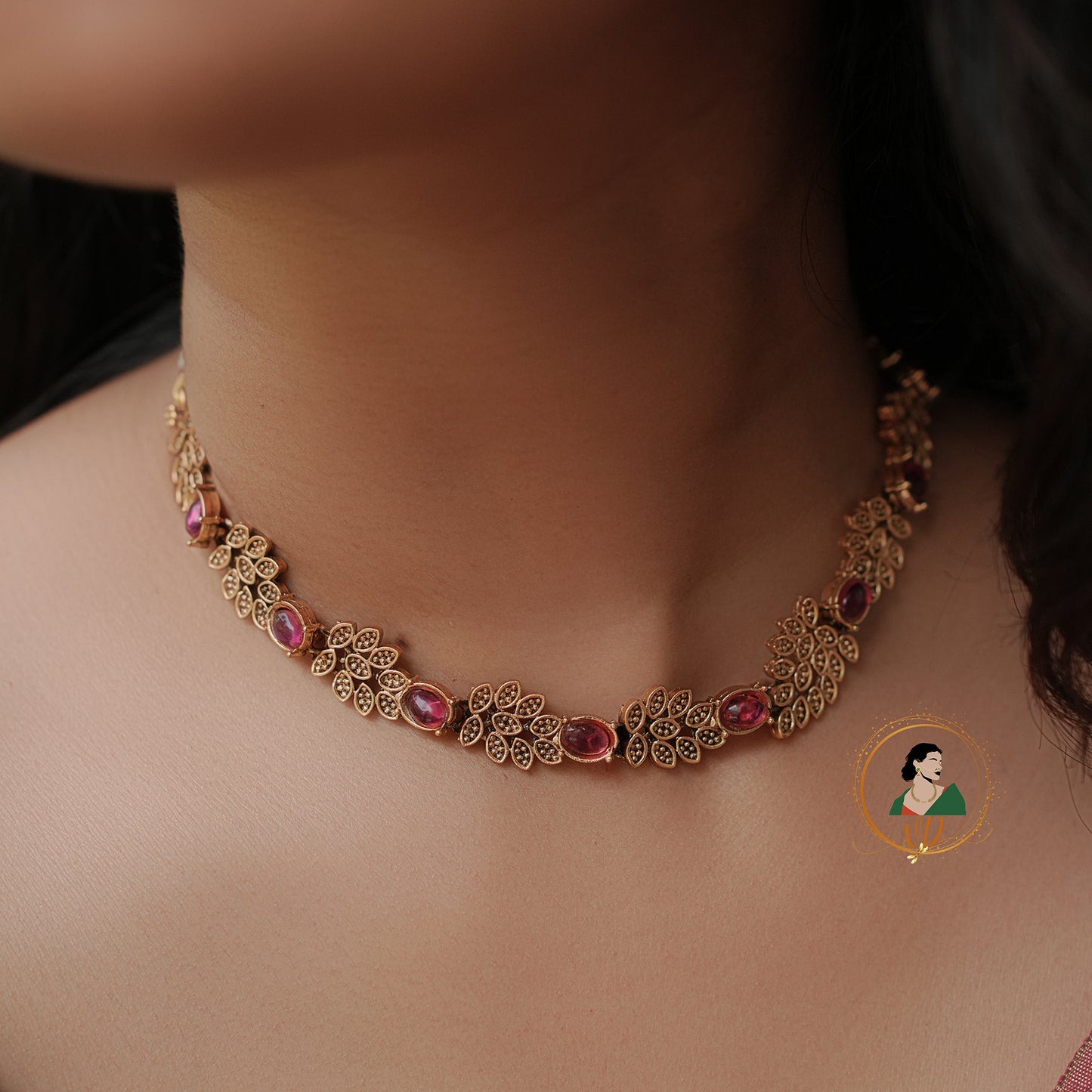 Charming Ruby Leaf Necklace