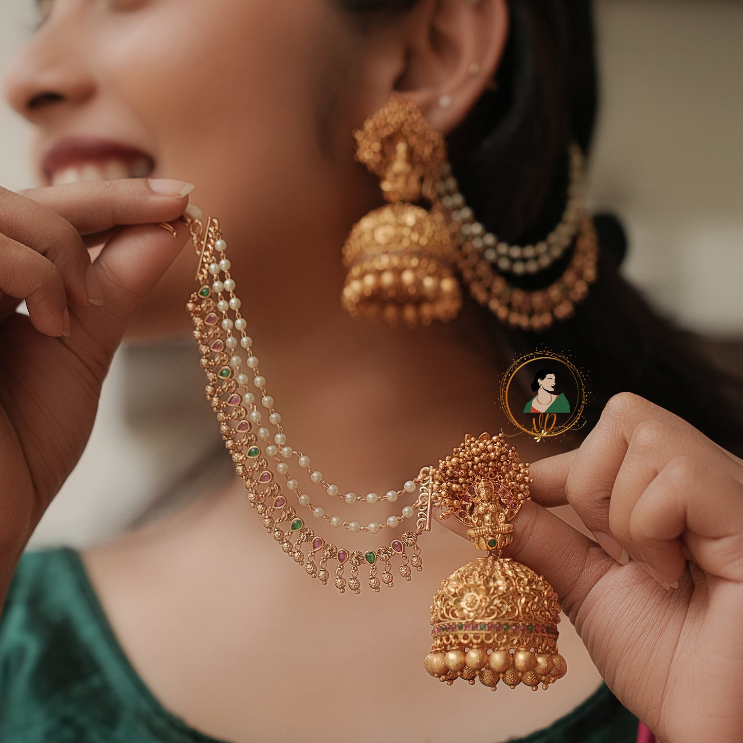 Divine Bridal Jhumka With Matil