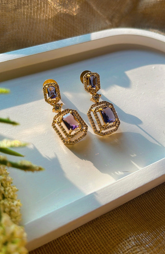 Dainty Purple Stone Stud Earrings