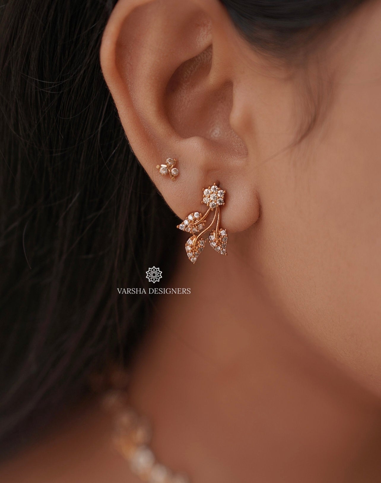 Delicate Leaf AD Stone Necklace Set