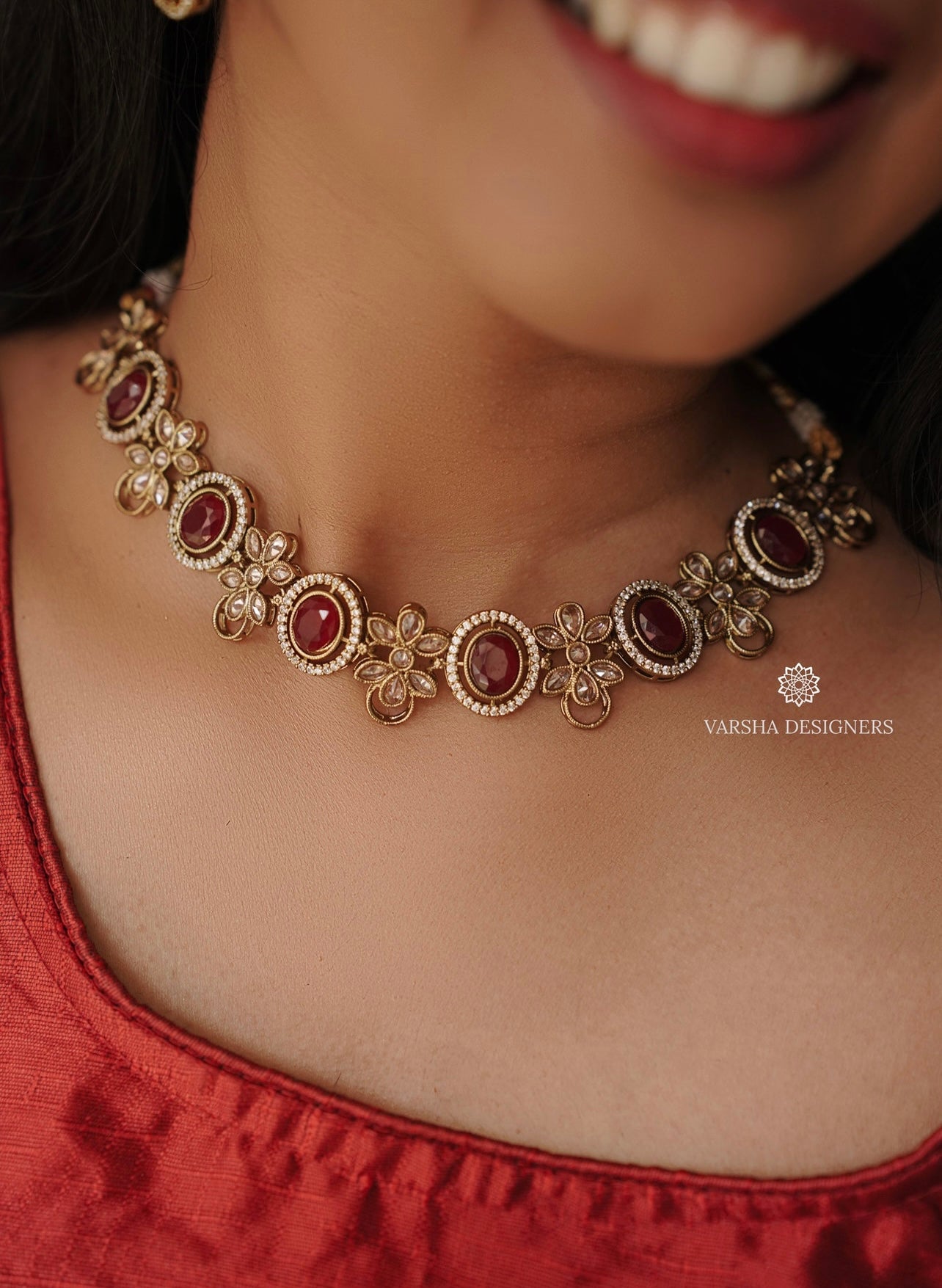 Designer Ruby Stone Necklace Set