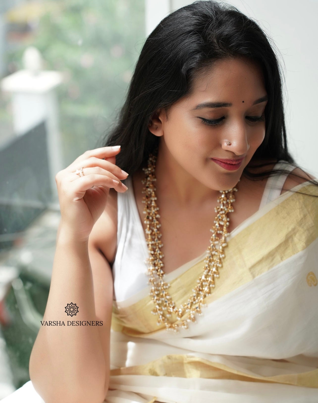 Dual Layer Water Pearls Kundan Haram