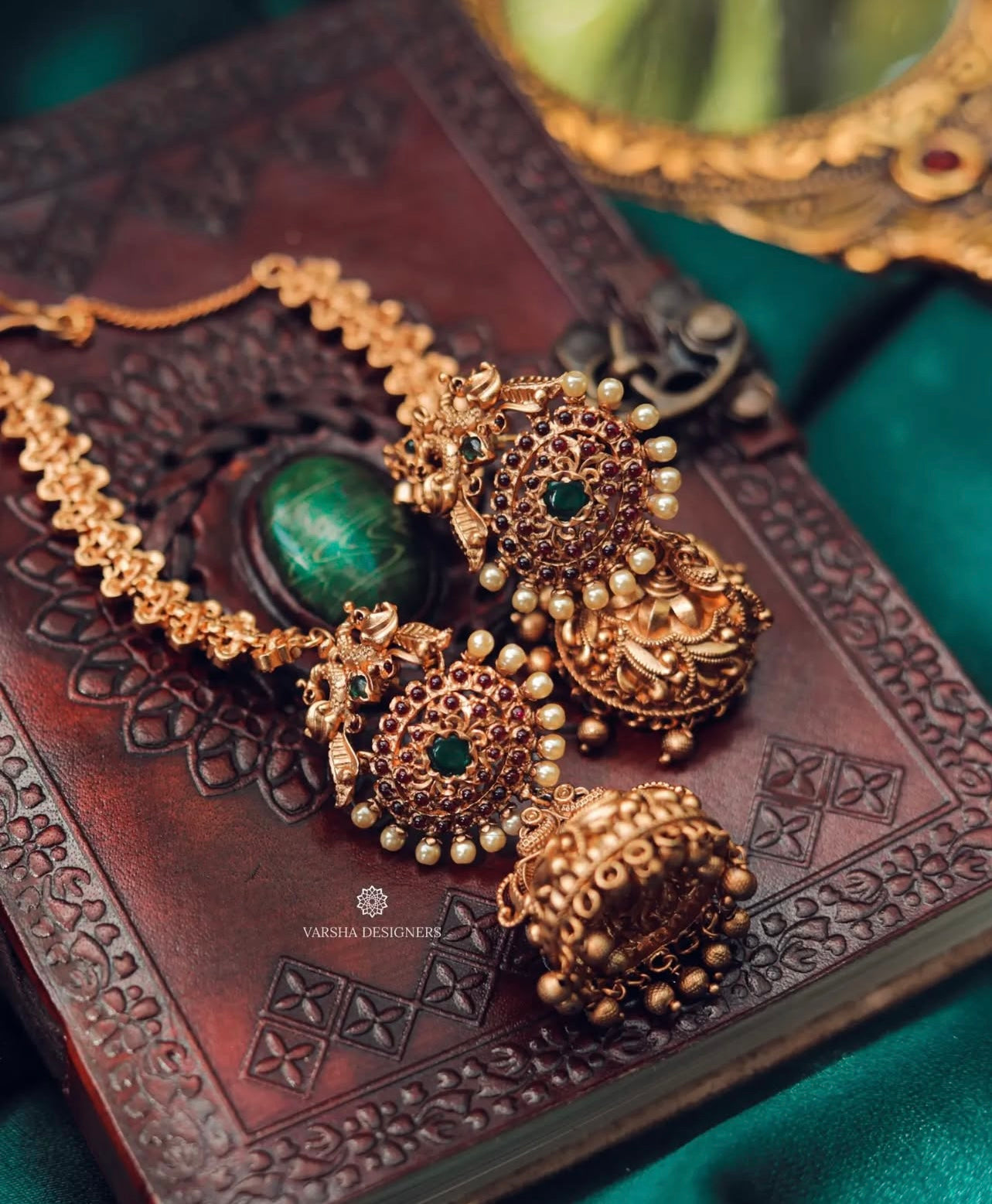 Dual Peacock Jhumkas with Matil