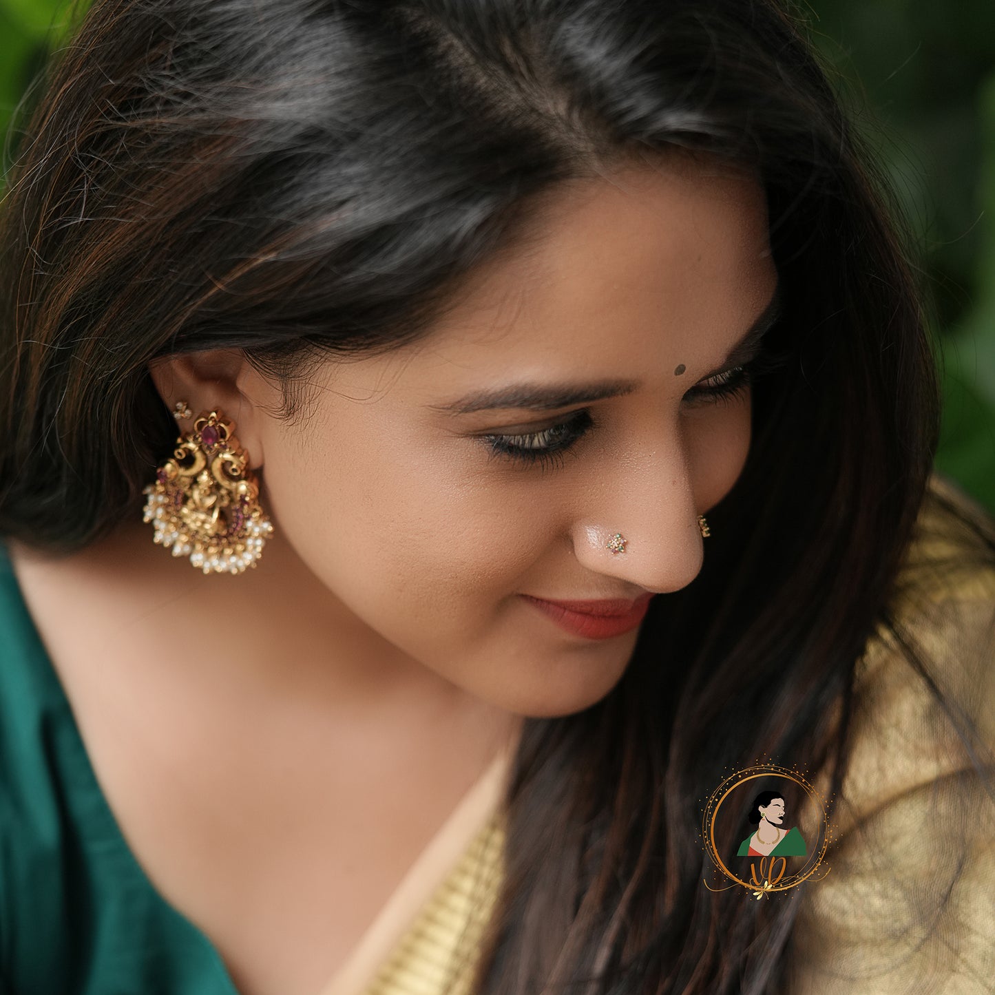 Dual Peacock Lakshmi Earrings