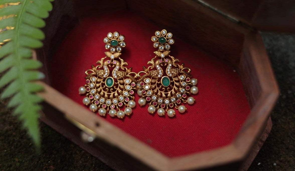 Dual Peacock Light Weight Chandbali Earrings