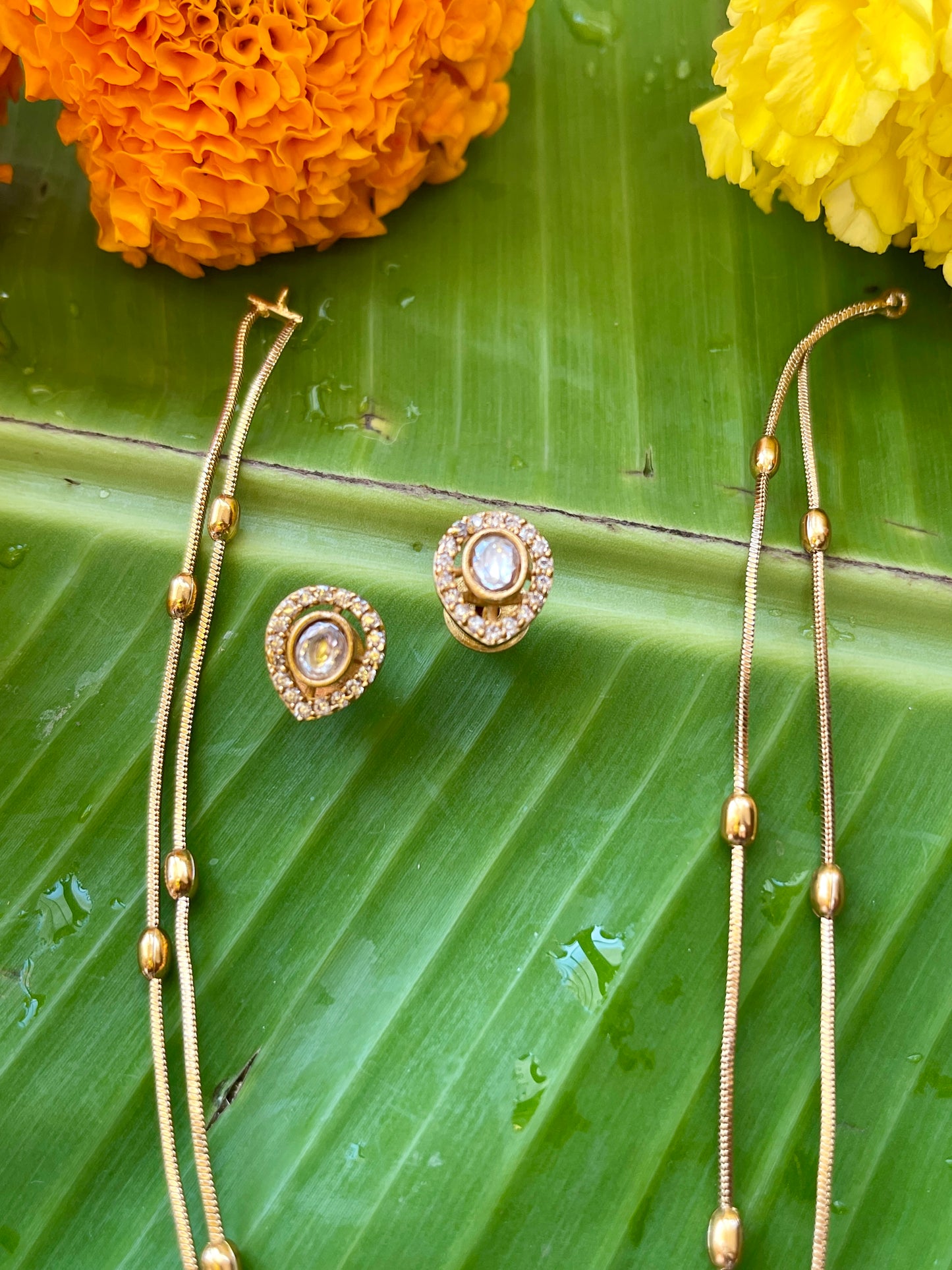 Dual White Stone Invisible Necklace Set