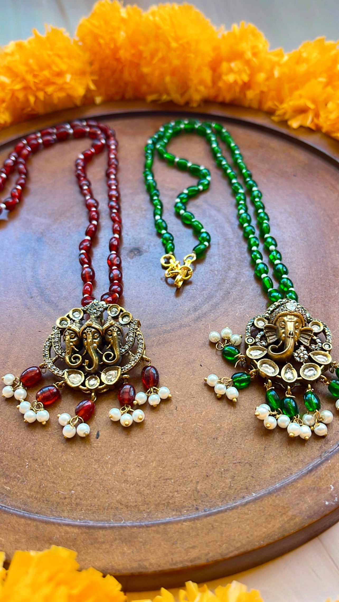 Elephant Motif Pendant Beaded Necklace