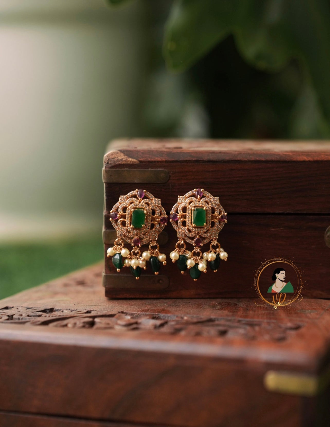 Emerald AD Stone Earrings