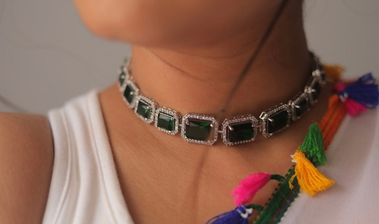 Emerald Zircon Stone Necklace