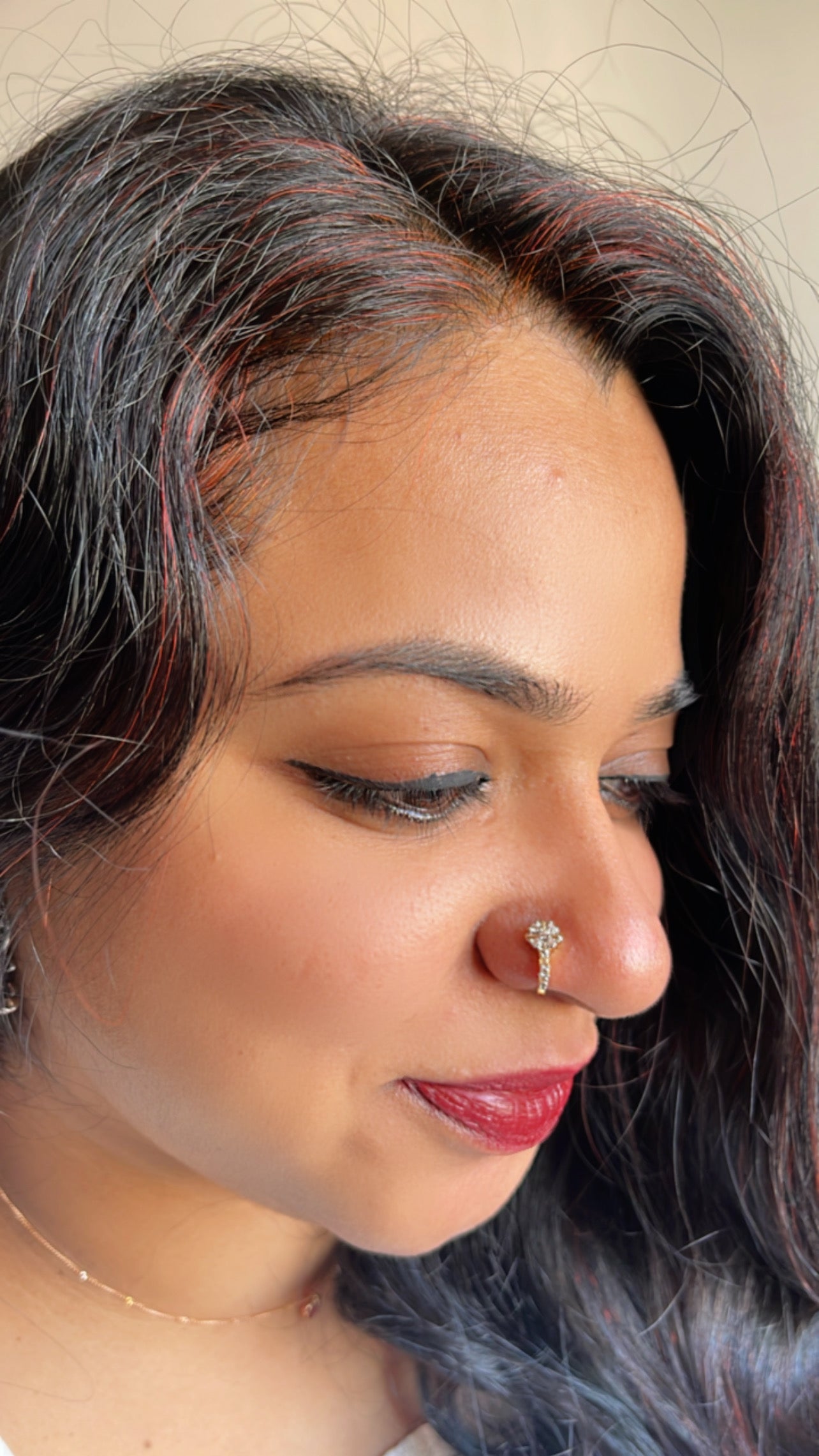 Floral Gold Clip On Nose Pin