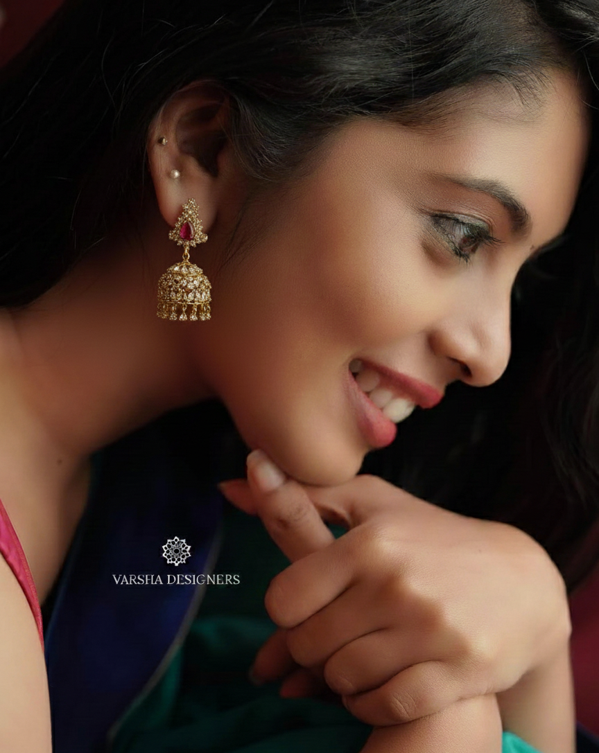 Deep Ruby Zircon Jhumka