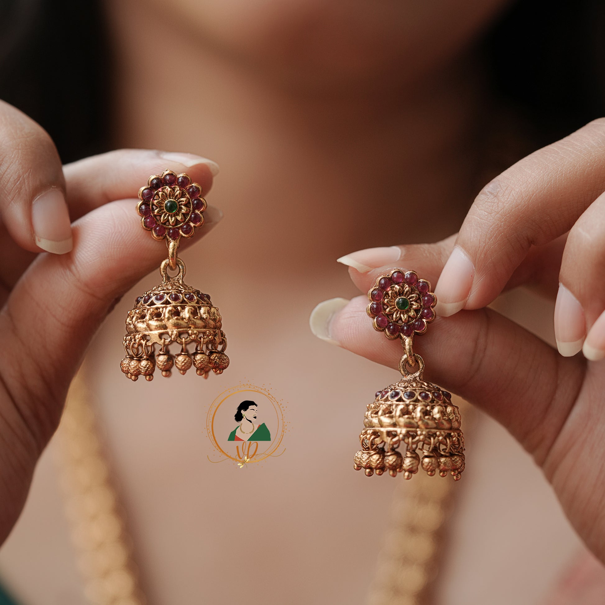 Gold Beaded Chakra Floral Haram