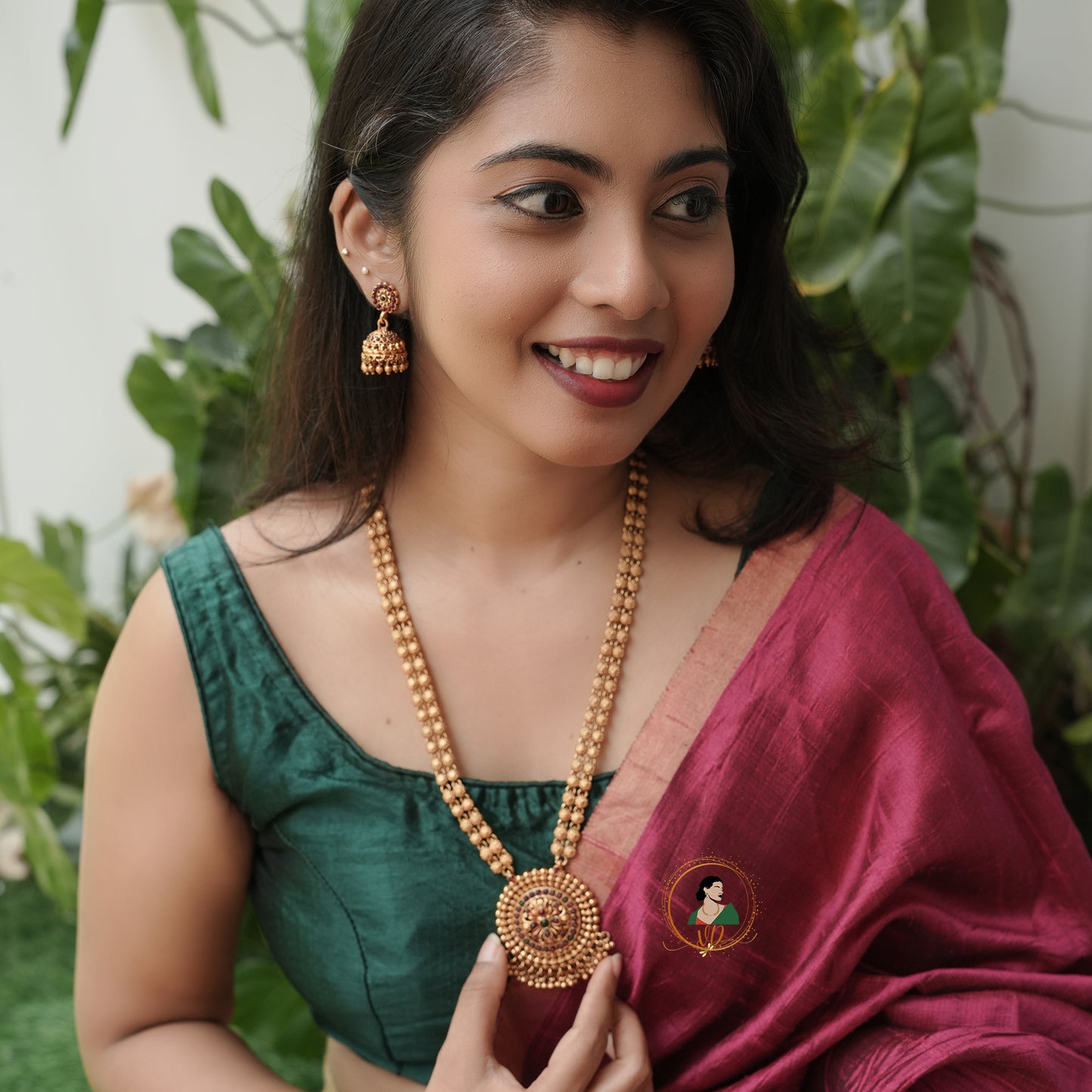 Gold Beaded Chakra Floral Haram