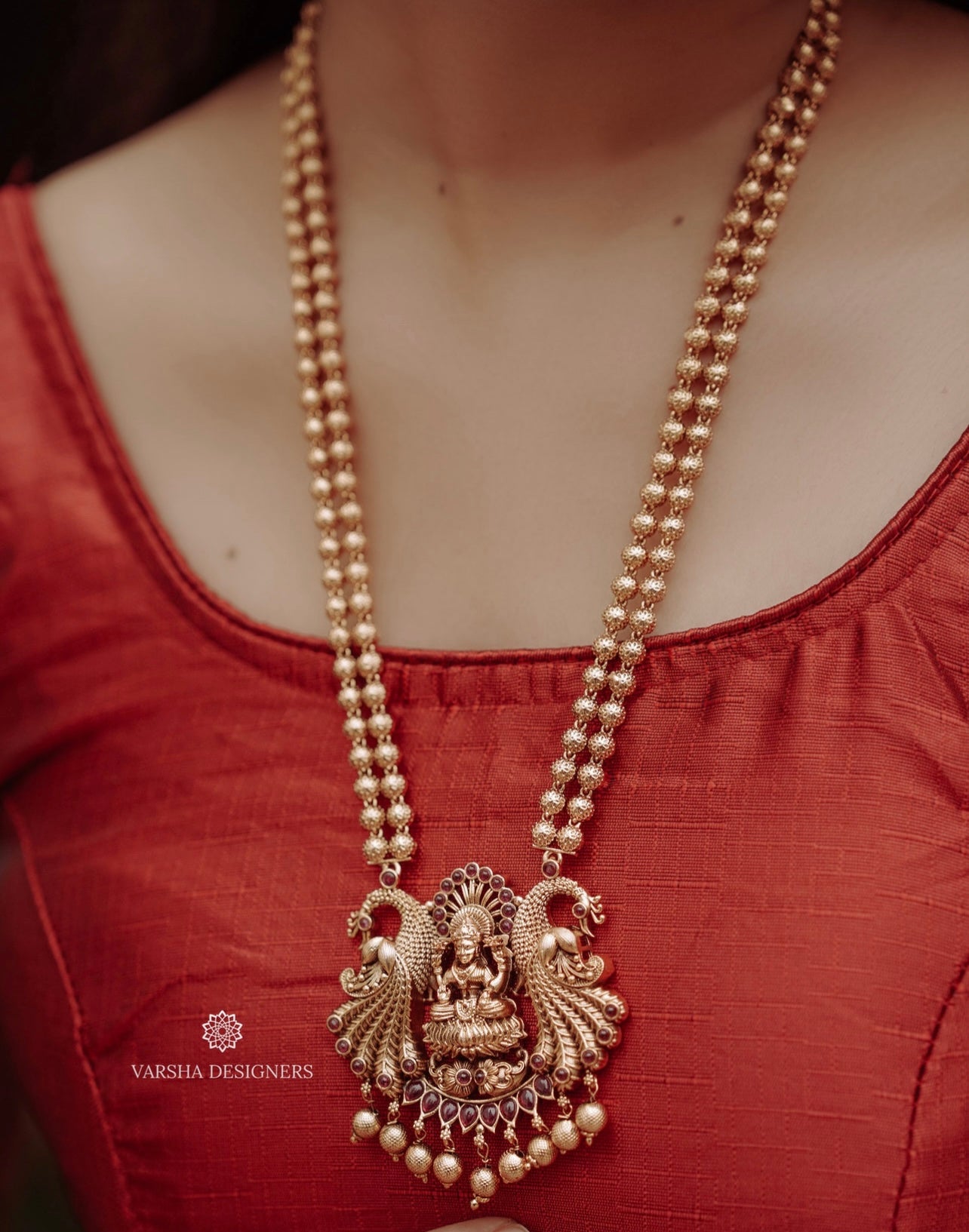 Gold Beaded Temple Ruby Haram