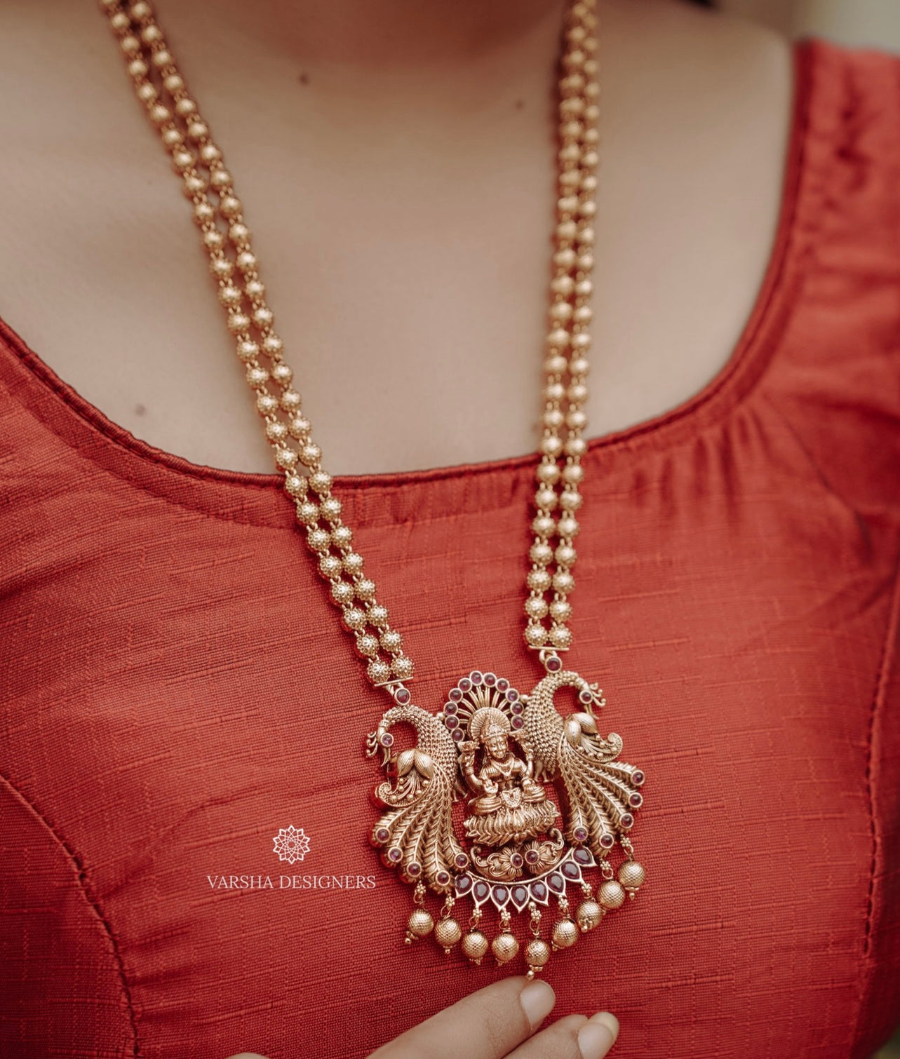 Gold Beaded Temple Ruby Haram