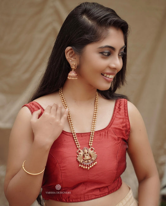 Gold Beaded Temple Ruby Haram