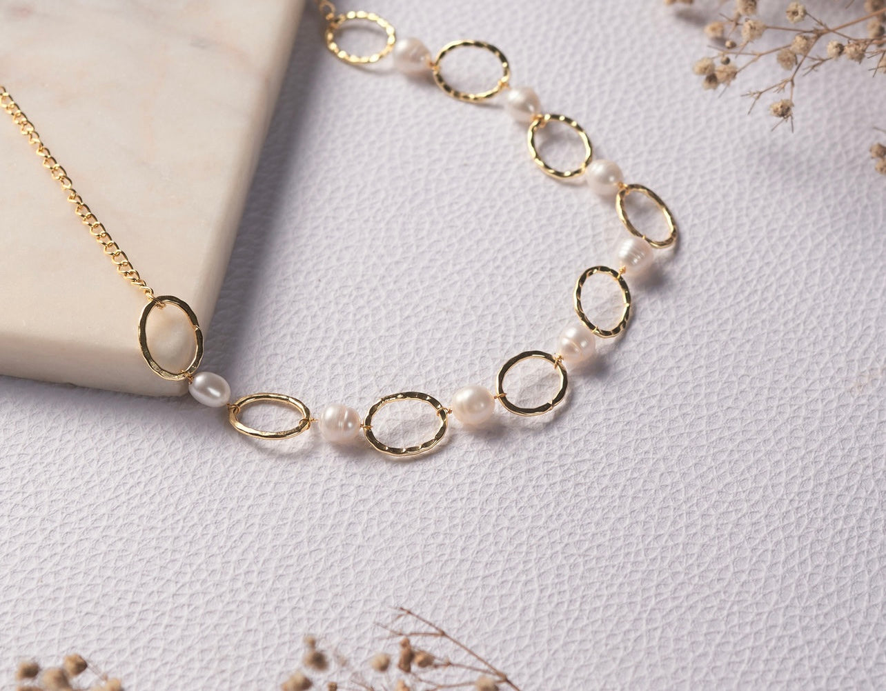 Gold Finish Baroque Pearls Chain