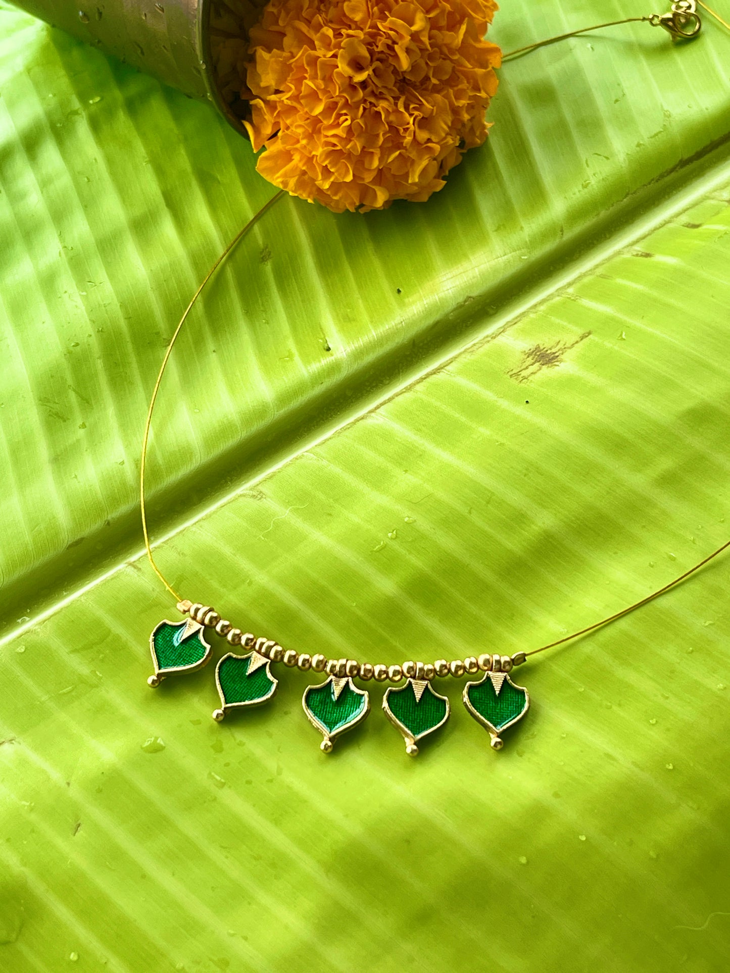 Gold Finish Invisible Palakka Necklace Set