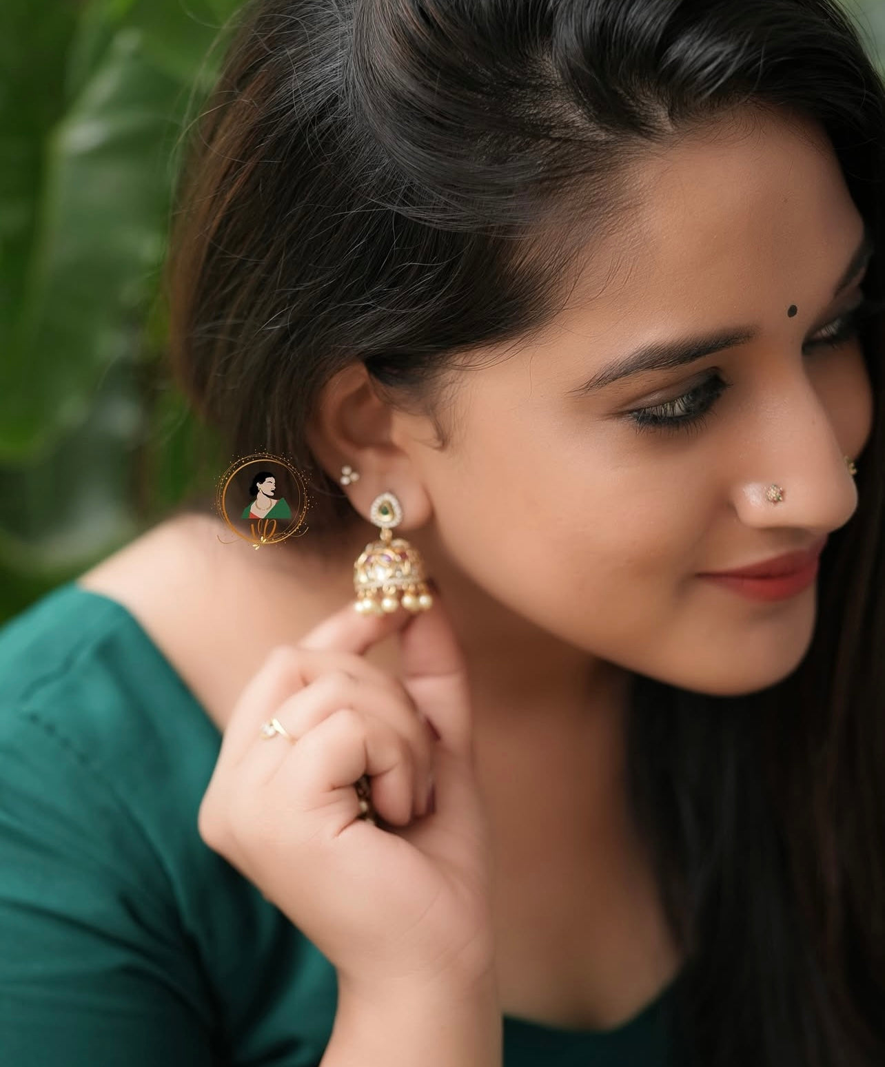 Gold Finish Jadau Stone Jhumkas
