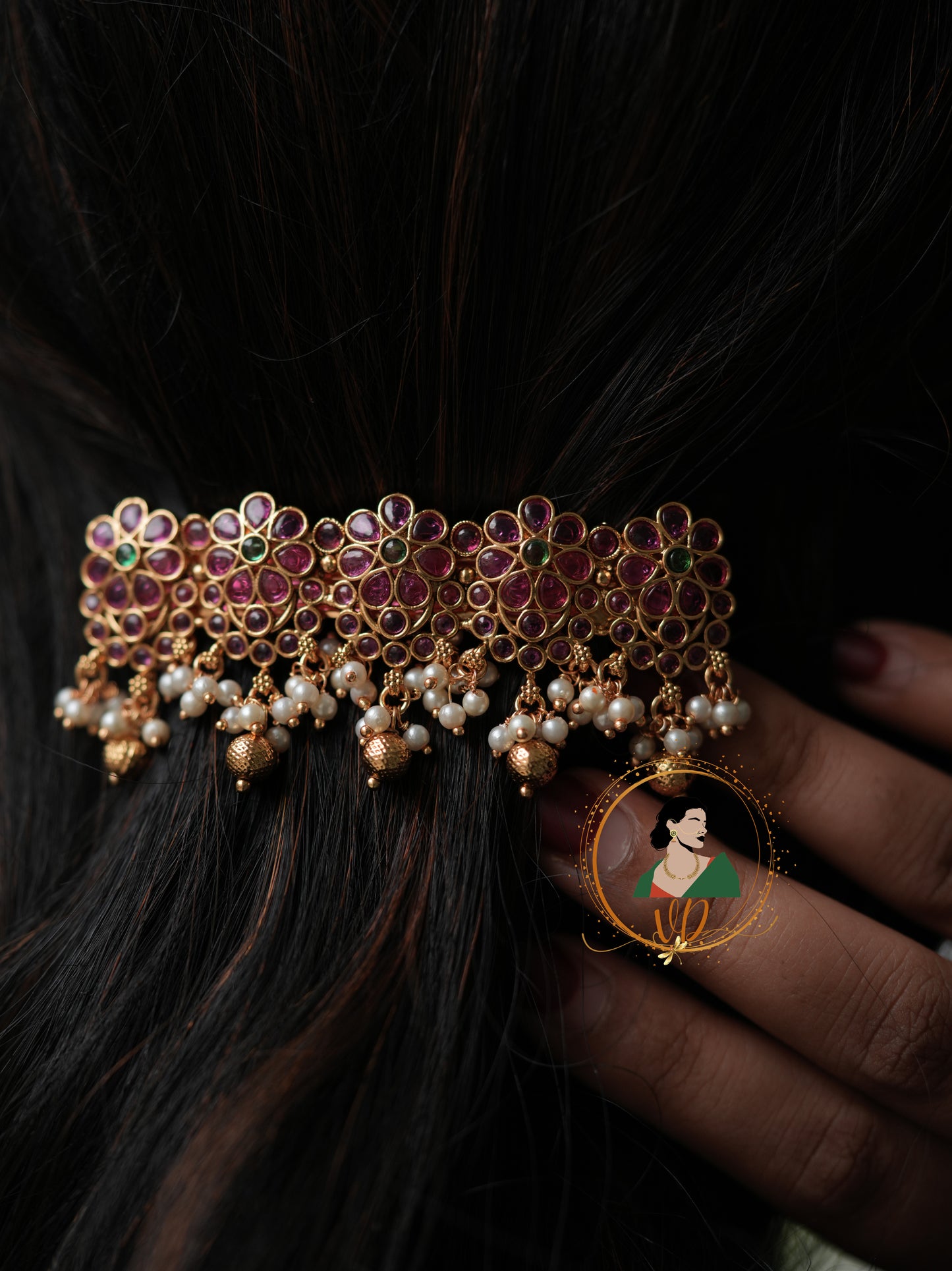 Gold Finish Kemp Stone Hair Clip