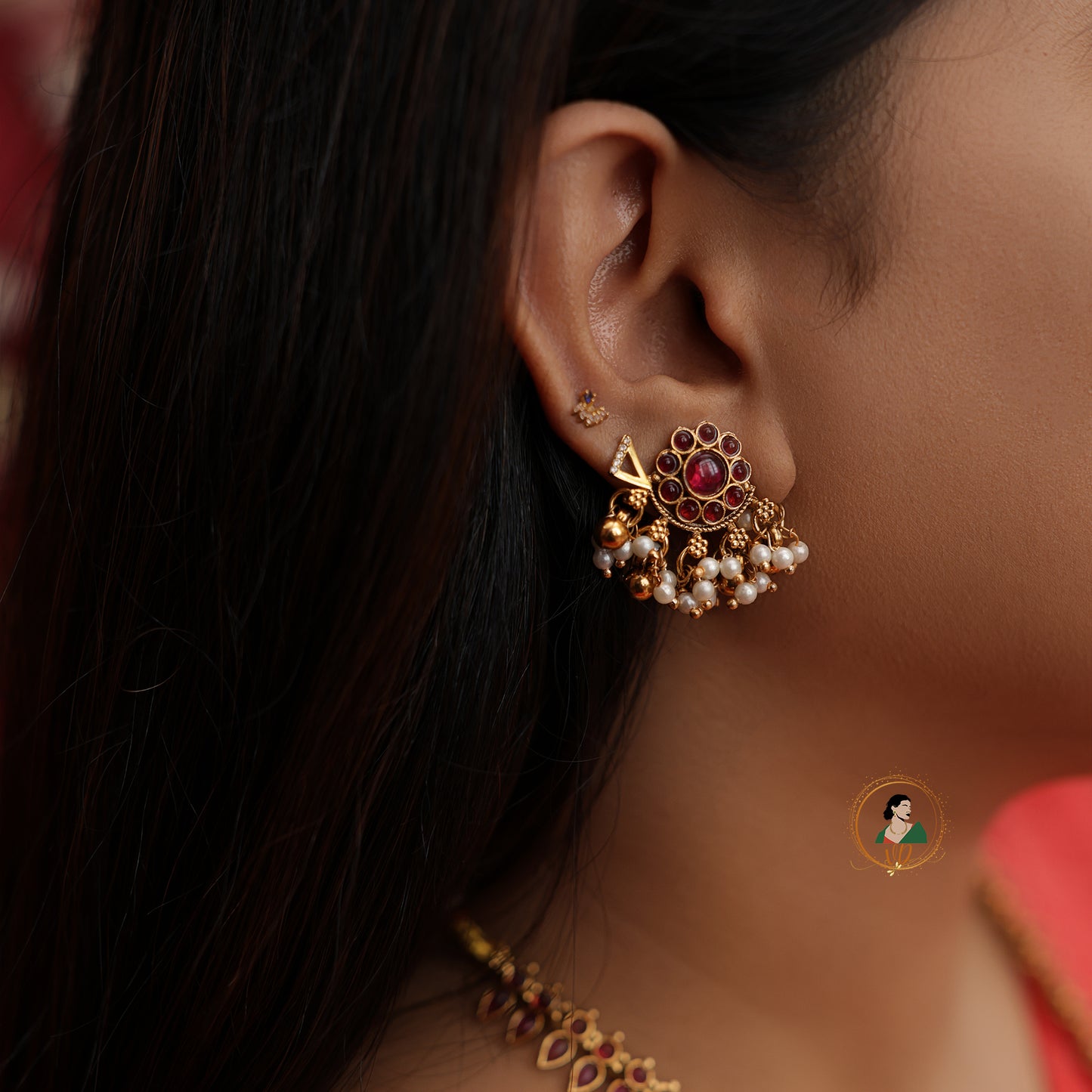 Gold Finish Ruby Long Haram