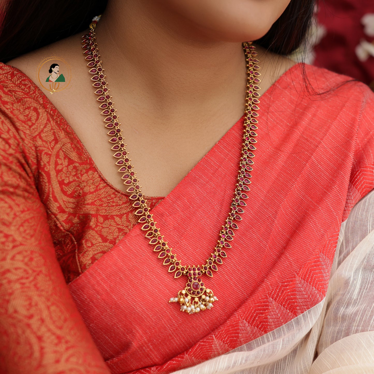 Gold Finish Ruby Long Haram